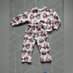 Disney|Baby girl/toddler Minnie Mouse tracksuit,quilted Sweatshirt-Pants set•4T